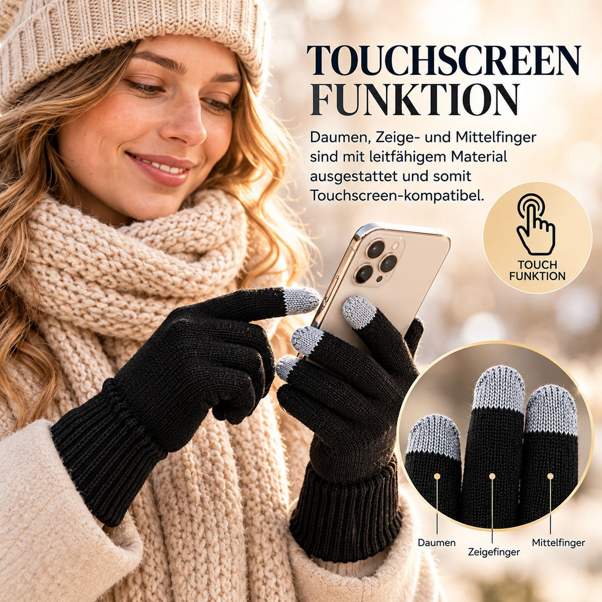 Touchscreen-Handschuhe (Schwarz)