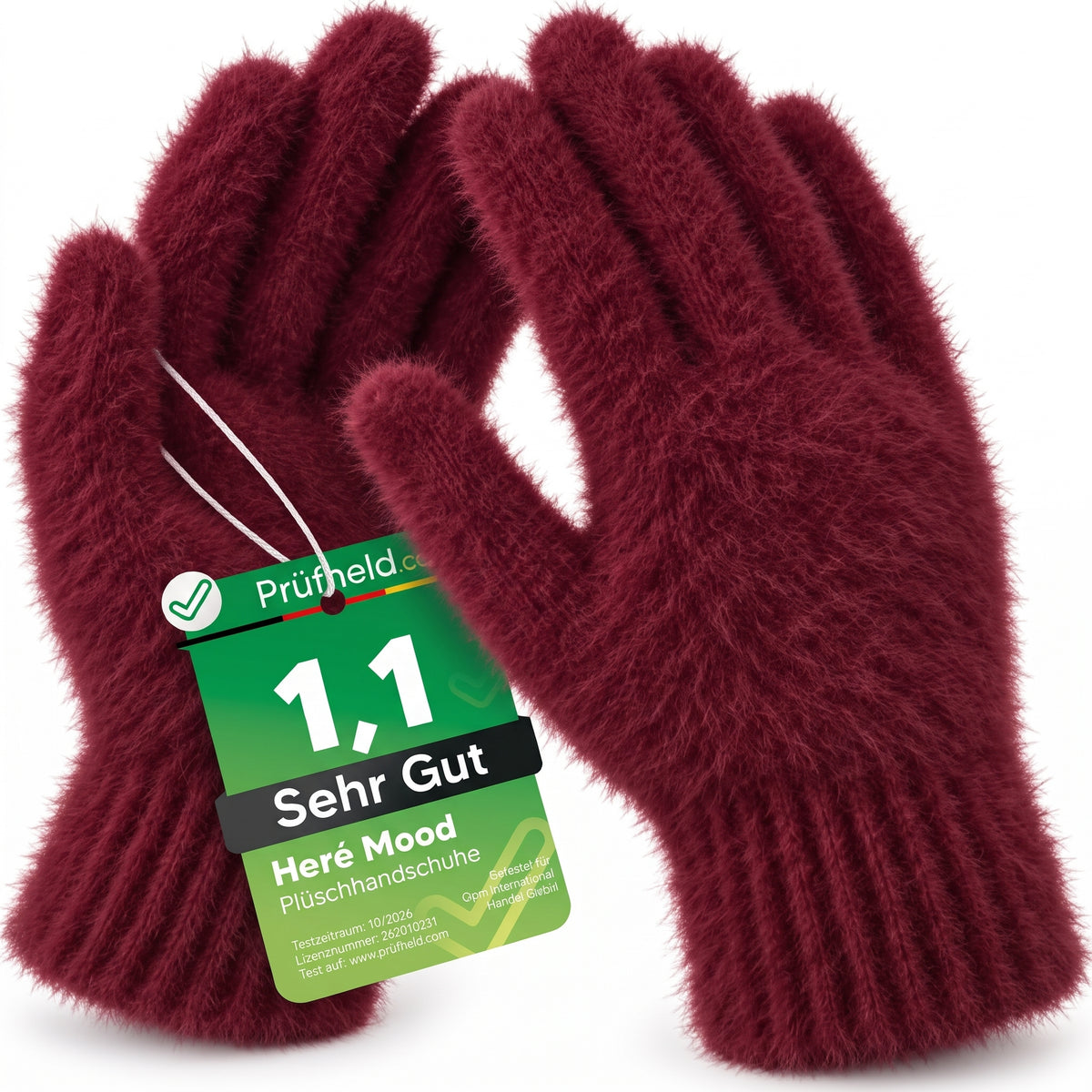 Damen Winter-Plüschhandschuhe (Bordeaux)
