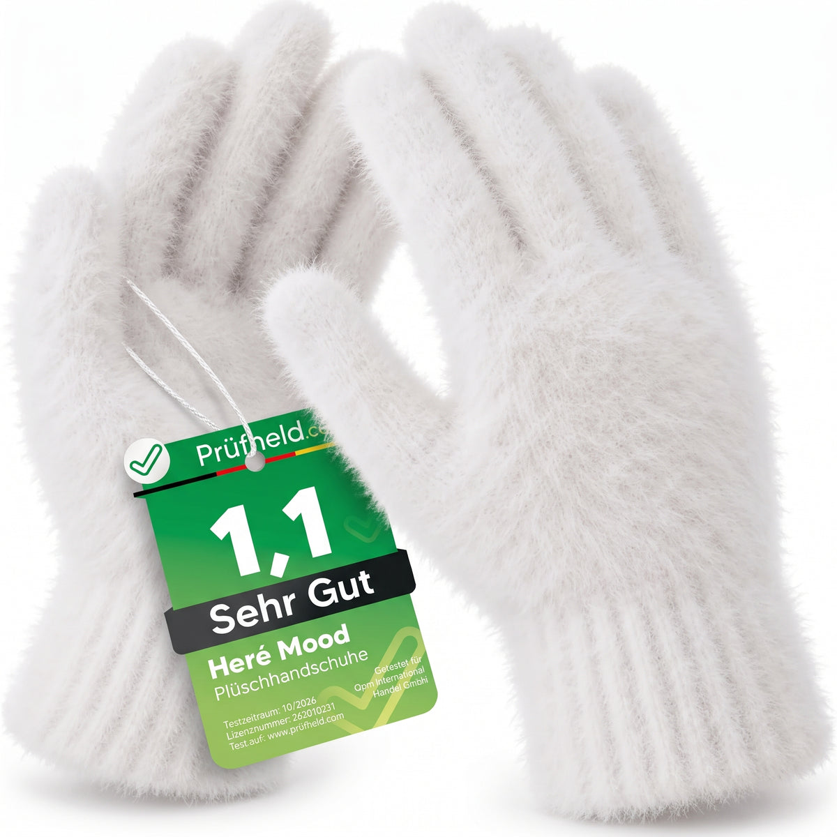 Damen Winter-Plüschhandschuhe (Weiß)
