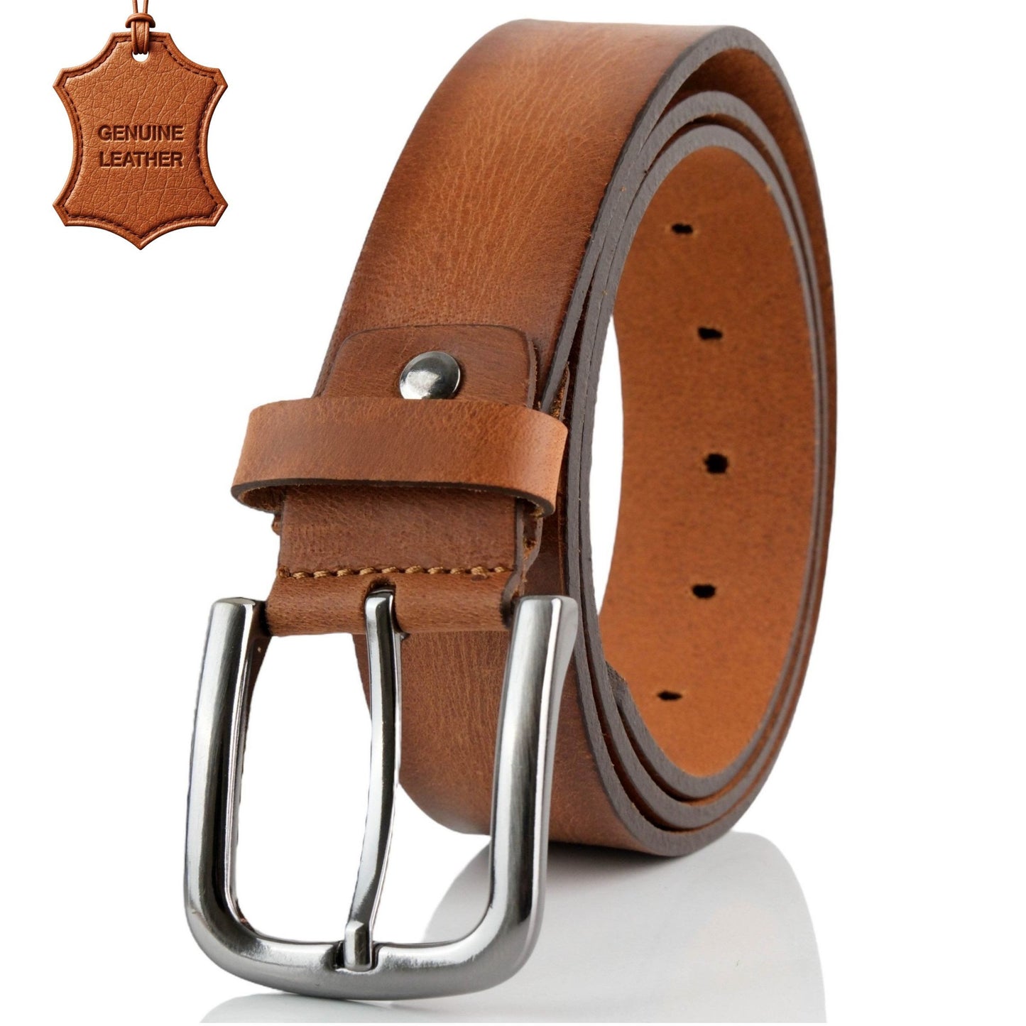 Premium Handgefertigt Echtledergürtel Herren Cognac