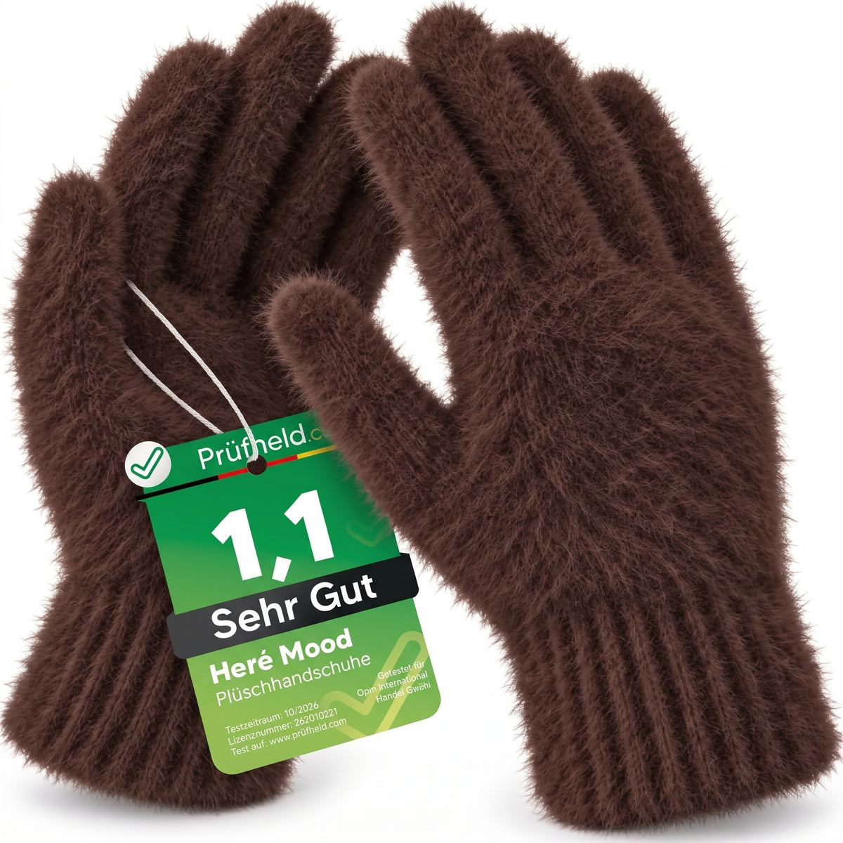 Damen Winter-Plüschhandschuhe (Dunkelbraun)