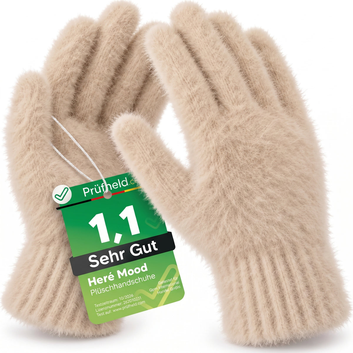 Damen Winter-Plüschhandschuhe (Creme)