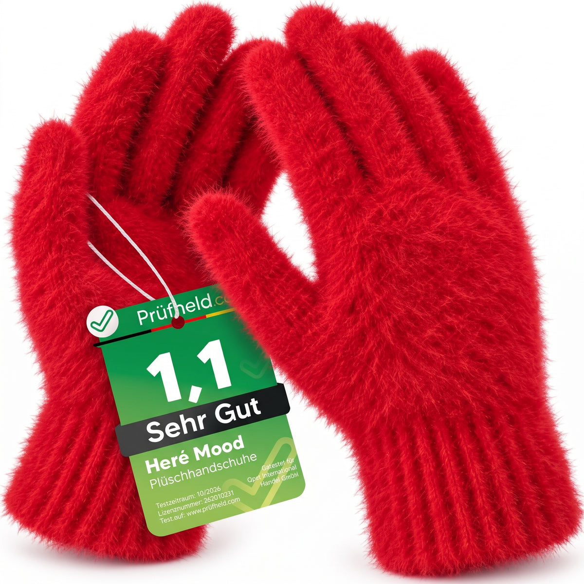 Damen Winter-Plüschhandschuhe (Rot)