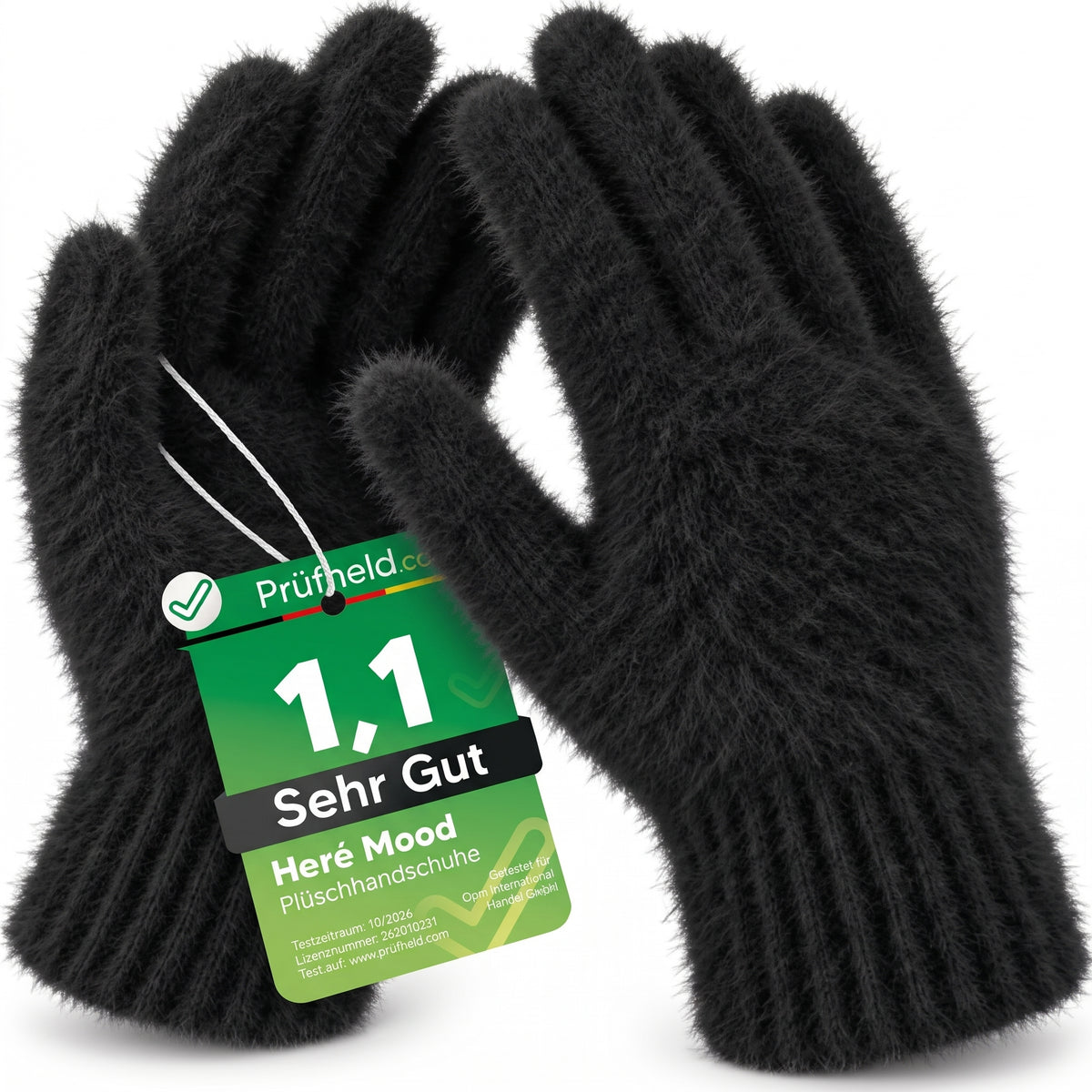 Damen Winter-Plüschhandschuhe (Schwarz)